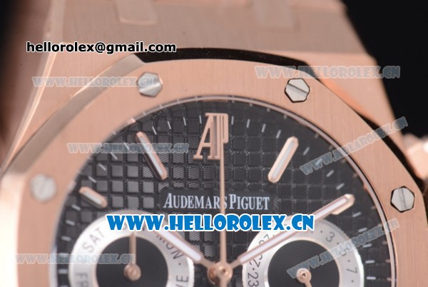 Audemars Piguet Royal Oak Seiko VK64 Quartz Rose Gold Case/Bracelet Black Dial and Stick Markers (EF) - Click Image to Close